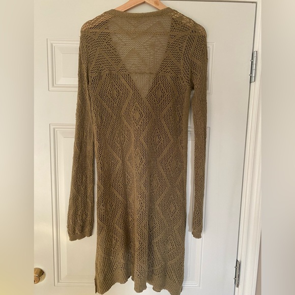 Free People Olive Green Crocheted Duster | Large, fits medium - Picture 2 of 5
